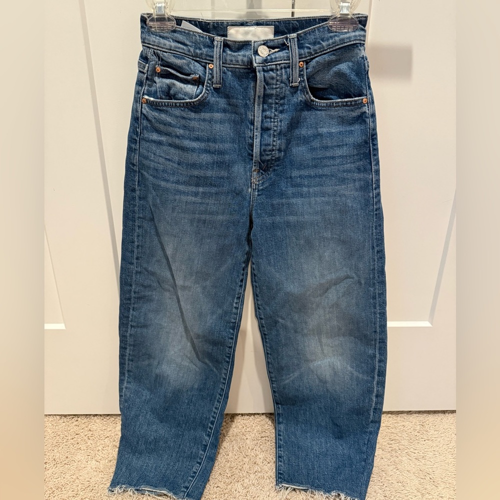 MOTHER SUPERIOR DENIM CURBSIDE
ANKLE Barrel Balloon Raw Hem Jean size 24